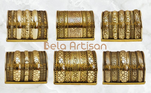 กำไลข้อมือลวดทองเหลืองแท้สไตล์คลาสสิกสำหรับเด็กผู้หญิงจาก Bela Artisan ดีไซน์หรูหราทันสมัย ชุดเครื่องประดับแฟชั่น ผลิตในอินเดีย - Product Image 3