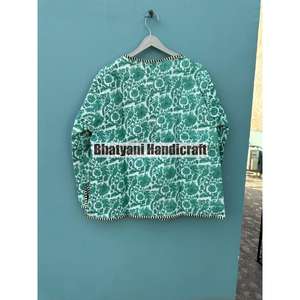 Femmes belle pêche Floral 100% coton matelassé manteau nouveau Style léger réversible veste courte pour l'automne en gros - Product Image 4