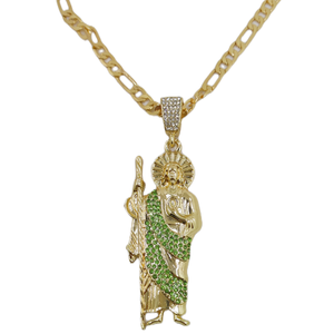 Gold Plated Religious <strong>St</strong> <strong>Jude</strong> Pendant with Diamond Hip Hop Brass Jewelry Accessory for Christian <strong>Gifts</strong> - Product Image 1