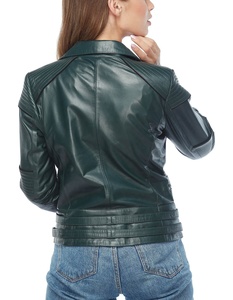 Gran oferta, chaqueta Bomber Reversible de calidad Premium para mujer, ropa de abrigo de cuero verde, forro de lana, cierre de cremallera, talla grande sólida - Product Image 3
