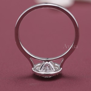 Bague de fiançailles et de mariage en diamant rond brillant cultivé en laboratoire certifié IGI, sertie d'un halo, en or 18 carats plaqué rhodium, cadeau de luxe - Product Image 6