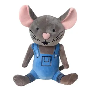 New Mouse Pig Plushies with Cloth Custom Kids Accompany Animal Gifts Gray Heart Shape Nose Big Ears Cute Mini Mouse Plush Toy