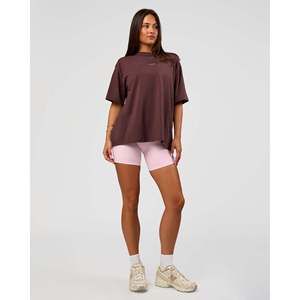 Camiseta Corta Ajustada para Mujer - Transpirable, Lisa, Oversize en Color Cacao en Polvo - Blanco - Product Image 5