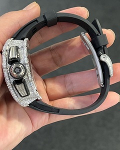 Fully Iced Out VVS Moissanite Automatic Movement Fashion Men's Stainless Steel <b>Case</b> Rubber Band Analog Dial 41mm Wristwatch - Product Image 3