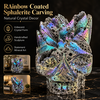 Figurine de dragon sculptée en sphalerite irisée, avec revêtement Aura, objet de collection minéral, décoration d'intérieur, cadeau