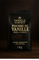 Vanille Harvest Pure, poudre de vanille pure, Planifolia Madagascar, région SAVA - 100% naturelle, séchée au soleil, vanille Bourbon, 1 kg en vrac, 3