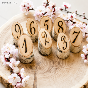DIVRIS DR-2340 Wooden Rectangle <b>Table</b> Number Stands Rustic Handmade for Restaurant and Wedding Decoration - Product Image 6