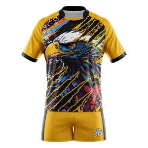 Ensemble d'uniformes de rugby personnalisés par sublimation, maillot et short d'équipe avec design d'aigle, kit de vêtements de sport - Product Image 1