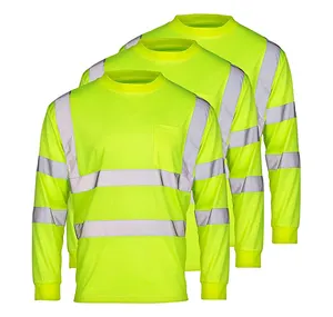 Werkkleding Plus Size Safety T Shirt Custom Hi Vis Reflecterende Werk Safety Shirt Full Mouw Tape Reflecterende Kleding Voor Worers Lab