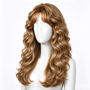 วิกผมสังเคราะห์สีน้ำตาลทองน้ำผึ้ง ลอนยาว พร้อมหน้าม้าสไตล์ฝรั่งเศส - Product Image 5