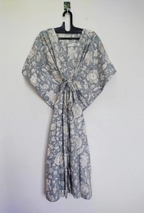 Vestido Kaftan de Algodón Hecho a Mano, Vestido Maxi Indio, Salida de Playa - Product Image 3