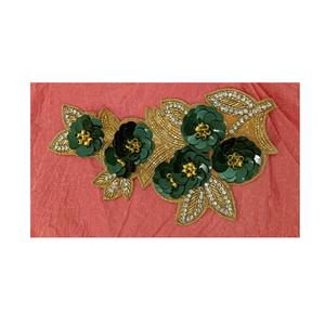 Best Selling Handmade Beaded Embroidered Patches Fabric Wholesale for Wedding Clothes <b>Accessories</b> Available in Bulk Quantity - Product Image 1