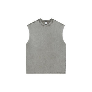 Camiseta sin Mangas Deportiva Casual para Hombre, Nueva Llegada 2024, Logotipo Personalizado, Tejido Transpirable de 180g, Algodón Grueso, Talla Grande, Diseño OEM Teñido - Product Image 3