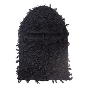 Balaclava de ski intégrale en polyester vieilli, à un trou, tricotée effet herbe, avec logo brodé, respirante, pour sports d'hiver - Product Image 3