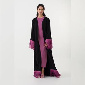 Abaya traditionnelle musulmane de luxe sur mesure en gros, élégante, avec des franges, vêtements musulmans, anti-rides, en soie faite à la main, conçue pour la prière, Turquie - Product Image 1