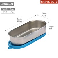 Boîte à lunch ovale plate en acier inoxydable de 650 ml très demandée pour le bureau, l'école, les voyages ou l'extérieur – Disponible à la vente