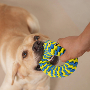 Eco-Braid Donut Chew Juguete para mascotas duradero y no tóxico para perros y gatos Hecho de cuerda de nailon sostenible Eco-Friendly y juguetón - Product Image 2