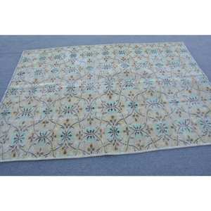 Tapis turc vintage style classique 5.2x7,4 pieds jaune vert laine grande surface Rectangle Patchwork motif pour adolescents modèle chambre tapis - Product Image 3