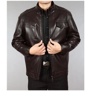 Veste en cuir véritable de haute qualité pour hommes en cuir de vache à la cire à l'huile avec fermeture à glissière de style rétro américain - Product Image 5