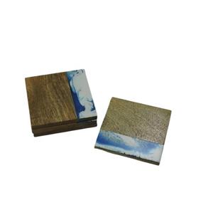 Posavasos de cocina personalizados en azul y blanco Estilo clásico Junta de madera de resina Accesorios de alfombrilla de peso ecológicos - Product Image 1