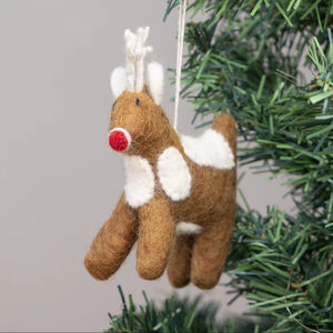 12cm Fabriqué À La Main Feutre De Noël Rudolph Ornements Suspendus De Noël pour Enfants Décor Suspendu pour Arbre De Noël - Product Image 5