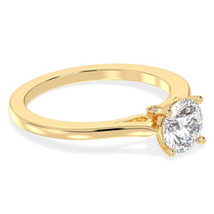 Anillo Solitario de Moissanita Redonda Brillante Personalizable REYES de 1.06 Quilates para Mujer, Oro Amarillo Sólido de 14 Quilates, Joyería con Certificado GRA - Product Image 3