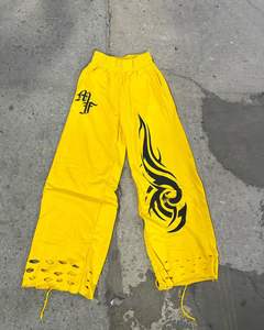 Taille élastique personnalisée sérigraphiée 100% coton pantalon respirant pantalon en détresse unisexe Street Wear pantalon de survêtement - Product Image 1