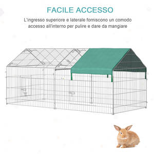 Parc pour animaux de compagnie PawHut avec couvercle en acier avec portes, 220x103x103cm - Product Image 5
