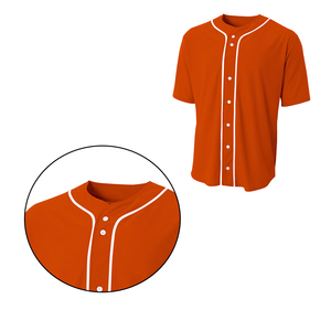 Camiseta de Béisbol Unisex de Manga Corta con Botones y Estampado, 100% Poliéster Transpirable, Personalizable, Último Estilo, Naranja 2024 - Product Image 5
