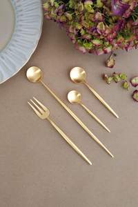 Juego de cubiertos de acero inoxidable pesado, refinado y dorado, adecuado para la cocina del hogar, restaurantes, hoteles y uso diario. - Product Image 4