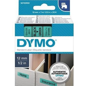 Cinta Adhesiva Verde y Negra para Oficina, 12 mm x 7 m, Cinta para Etiquetas DYMO D1 - Product Image 1