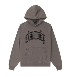 <b>Grey</b> Printed Cotton Hoodie <b>Men</b> | Front Pouch Pocket High Quality 100% Cotton | Oversized Fit Vintage Wash & Raglan Sleeve Unisex - Product Image 1