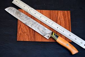 Couteau de chef en acier Damas fait à la main OEM de qualité supérieure personnalisé en gros Couteau de cuisine de qualité supérieure Manche en bois Lame inoxydable - Product Image 3