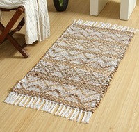 Braided Rectangular Jute Rug Handmade Eco-friendly Non-Slip Modern Solid Color Medium Pile Natural Indian Jute Cotton Runner