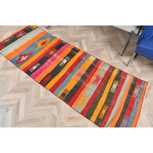 Vintage Kilim <b>Runner</b> Rug 2.5x7.2 ft (76x219 cm), Turkish <b>Red</b> Floral Rug - Product Image 5