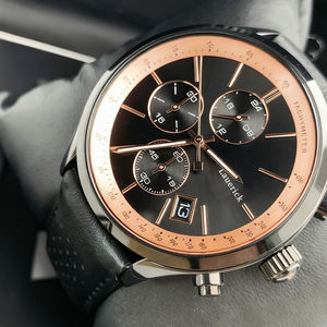 Montre à quartz de haute qualité pour homme, boîtier en acier inoxydable, bracelet en cuir, chronographe multifonctionnel, décontractée et élégante, 22 mm - Product Image 3