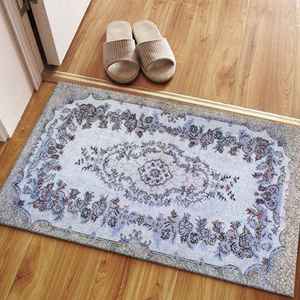 Tapis bleu à motifs médaillons : style ethnique persan, tapis épais de salon, tapis doux non tissé - Product Image 5