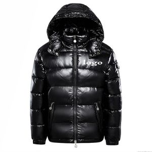 Veste à capuche avec logo gaufré personnalisé grande taille pour hommes manteau de duvet d'extérieur chaud vestes d'hiver en duvet de canard courtes - Product Image 1