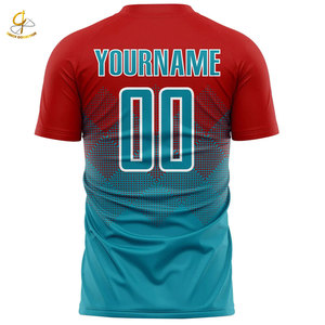 Nouveau style, maillots de football imprimés 100% polyester respirant, haute qualité, taille personnalisable, maillot de football pour homme, nom d'équipe personnalisé - Product Image 3