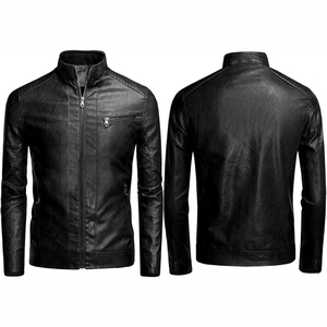 Chaqueta de cuero ligera para hombre, superventas, con cuello levantado, decoración de logotipo personalizado y diseños de diferentes estilos, 2025 - Product Image 2