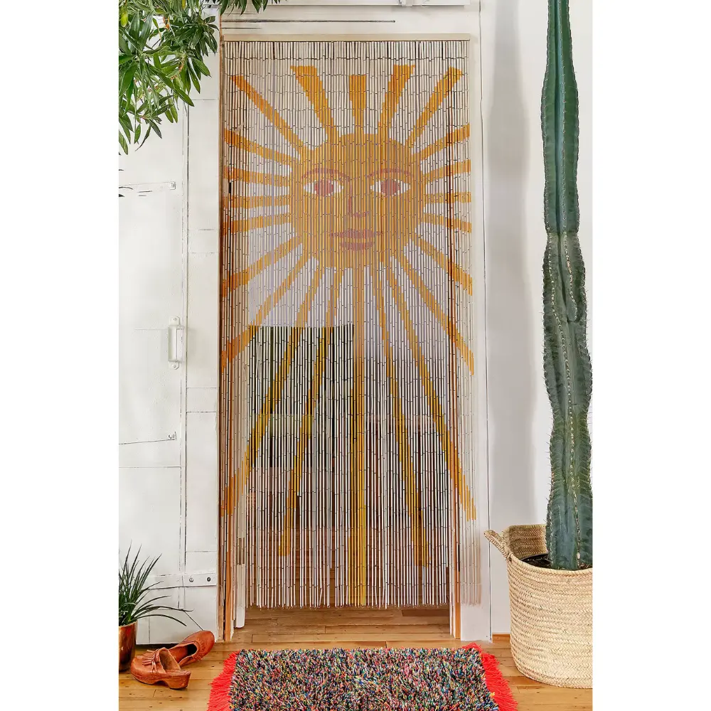 Vente en gros en vrac Nouveau design de rideau de porte en bambou avec soleil debout pour la décoration murale de la maison décorative du Vietnam Fabrication