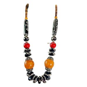 เครื่องประดับแฟชั่นสุดหรูชุดสร้อยคอลูกปัดลายหินอ่อนสไตล์วินเทจสำหรับผู้หญิงและผู้หญิง - Product Image 1