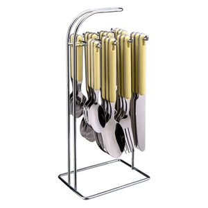 Ensemble de cinq couverts de créateur Couverts demi-plaqués or Poignée moulée Design simple Plateaux de service en acier inoxydable - Product Image 3