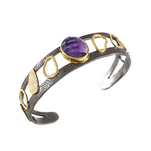 Wholesale India Supplier Gold Plated Amethyst <b>Bracelet</b> for <b>Women</b> Engagement Wedding Party - Product Image 1