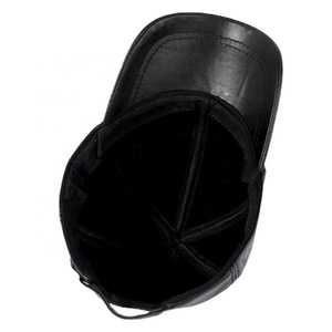 Alta calidad moda papá hombres 6 paneles invierno cuero genuino gorras de béisbol OEM personalizado al aire libre ajustable precio bajo - Product Image 5