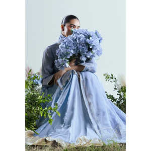 Conjunto de Vestido Indio de 3 Piezas en Tela de Algodón Bordada FE-52165, Salwar Kameez Choli Lehenga Choli para Uso Festivo con Pallu Dupatta - Product Image 2