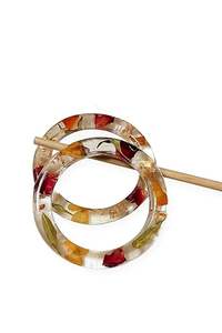 Brazaletes Apilables de Resina con Copos de Oro Cuadrados Transparentes Color Fucsia, Hechos a Mano en India con Patrón de Modelo - Product Image 3