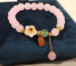 Handmade Luxury Rose Quartz Beaded <b>Bracelet</b> 8MM Natural Gemstone Brass Charm <b>Healing</b> Jewelry for Women Gift & Party - Product Image 5