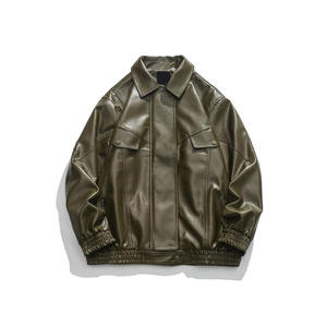 Veste parka en cuir PU pour homme, design personnalisé, style motard, effet vieilli, col montant, imperméable et respirante, à capuche, pour l'hiver - Product Image 4