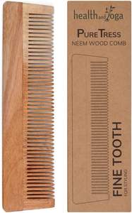 HealthAndYoga PureTress Premium Neem Wood Peine de dientes finos Peine de neem sólido hecho a mano de gran tamaño ecológico a bajo precio - Product Image 4